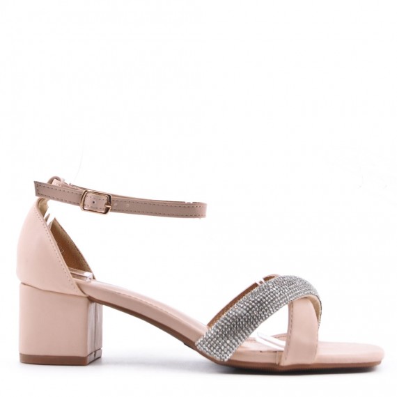 Mix-materials heeled sandal 