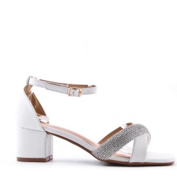 Mix-materials heeled sandal 