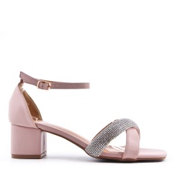 Mix-materials heeled sandal 