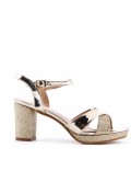 Mix-materials heeled sandal 