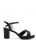 Mix-materials heeled sandal 