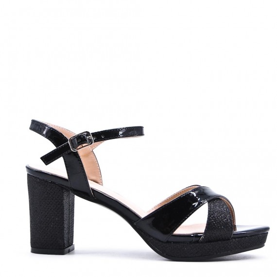 Mix-materials heeled sandal 