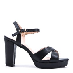 Mix-materials heeled sandal 