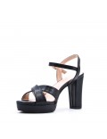 Mix-materials heeled sandal 