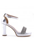 Mix-materials heeled sandal 