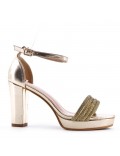 Mix-materials heeled sandal 