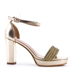 Mix-materials heeled sandal 