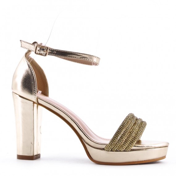 Mix-materials heeled sandal 