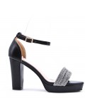 Mix-materials heeled sandal 