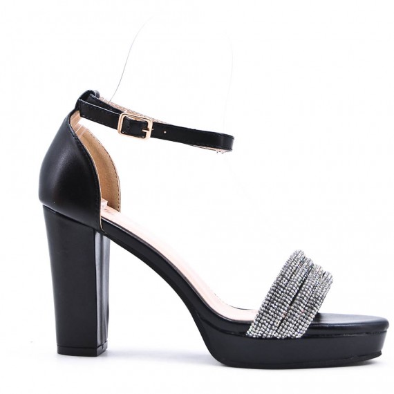 Mix-materials heeled sandal 