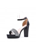 Mix-materials heeled sandal 