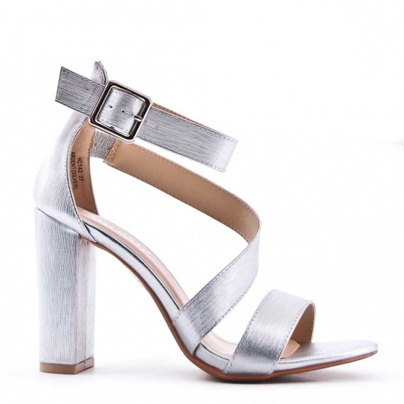 Faux leather heeled sandal