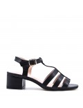 Large Size 38-43 - Heeled faux leather sandal