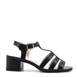 Large Size 38-43 - Heeled faux leather sandal