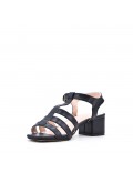 Large Size 38-43 - Heeled faux leather sandal