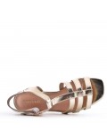 Large Size 38-43 - Heeled faux leather sandal