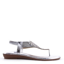 Sandale plat en simili cuir pour femme