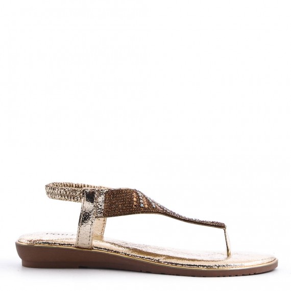 Flat sandals in faux leather for women