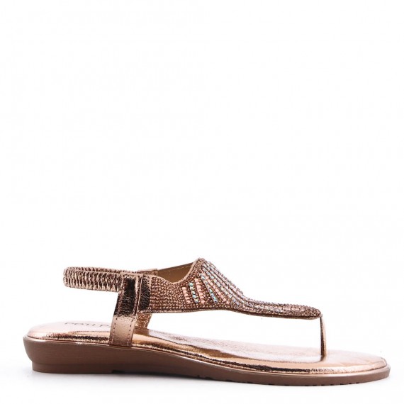 Flat sandals in faux leather for women