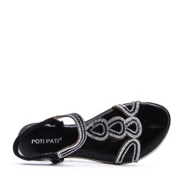 Flat sandals in faux leather for women