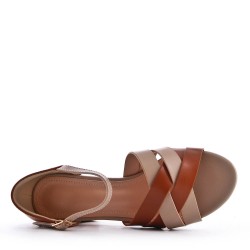 Sandale à talon en simili cuir