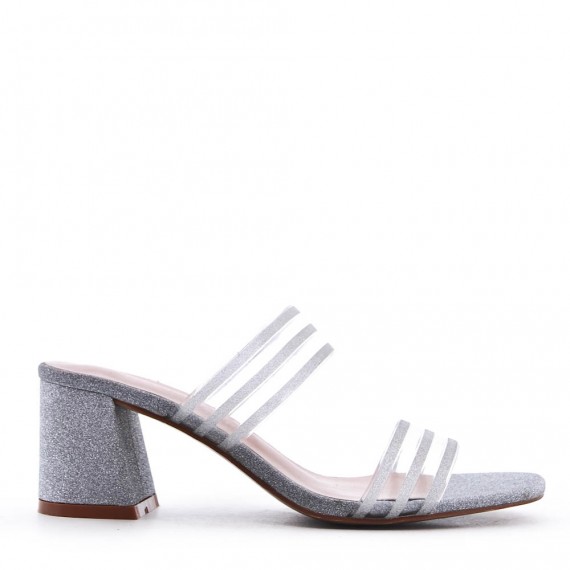 Faux leather heeled sandal