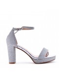 Faux leather heeled sandal