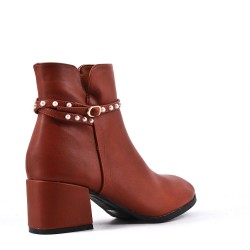 Faux leather ankle boot