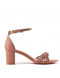 Faux leather mid-heel sandal