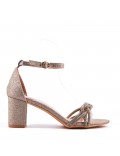 Faux leather mid-heel sandal