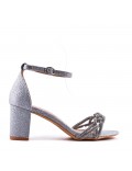 Faux leather mid-heel sandal