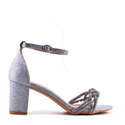 Faux leather mid-heel sandal