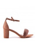 Faux leather mid-heel sandal