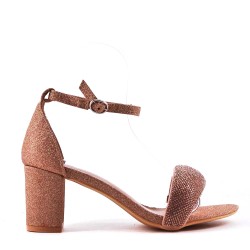 Faux leather mid-heel sandal
