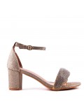 Faux leather mid-heel sandal