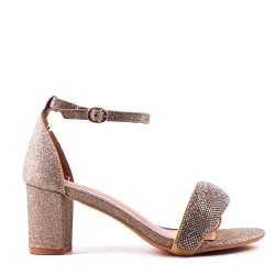 Faux leather mid-heel sandal