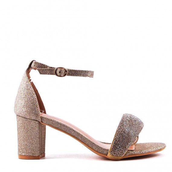 Faux leather mid-heel sandal