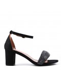 Faux leather mid-heel sandal