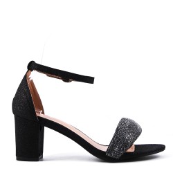 Faux leather mid-heel sandal