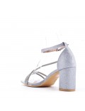 Faux leather mid-heel sandal