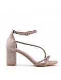 Faux leather mid-heel sandal