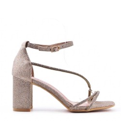 Faux leather mid-heel sandal