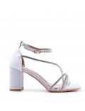 Faux leather mid-heel sandal