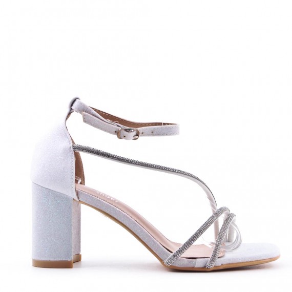 Faux leather mid-heel sandal