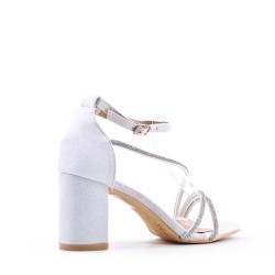 Faux leather mid-heel sandal