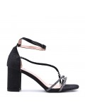 Sandale talon moyen en simili cuir