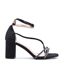 Faux leather mid-heel sandal