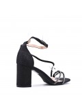 Faux leather mid-heel sandal