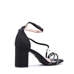 Faux leather mid-heel sandal