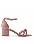 Faux leather mid-heel sandal